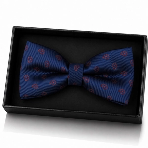 Mucha Muszka Męska Elegancka tradycyjna granatowa we wzorki gotowa M454