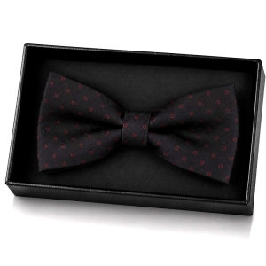 Mucha Muszka Męska Elegancka tradycyjna czarna we wzorki gotowa M447
