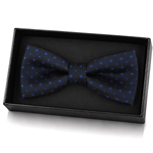 Mucha Muszka Męska Elegancka tradycyjna czarna w kropki gotowa M444