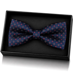 Mucha Muszka Męska Elegancka tradycyjna granatowa we wzorki gotowa M460