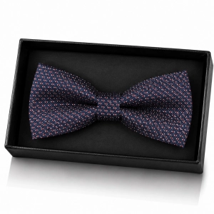 Mucha Muszka Męska Elegancka tradycyjna granatowa we wzorki gotowa M439