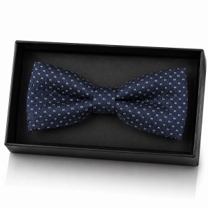 Mucha Muszka Męska Elegancka tradycyjna granatowa we wzorki gotowa M438