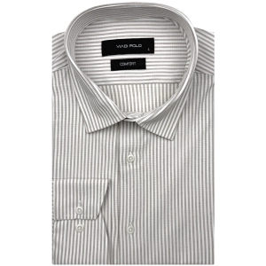 Koszula Męska Casual Bez Prasowania Beżowa w Paski Slim Fit Viadi Polo L189