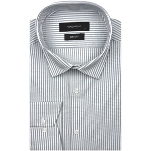Koszula Męska Casual Bez Prasowania Szara w Paski Slim Fit Viadi Polo L191