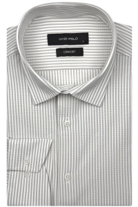Koszula Męska Casual Bez Prasowania Beżowa w Paski Slim Fit Viadi Polo L193