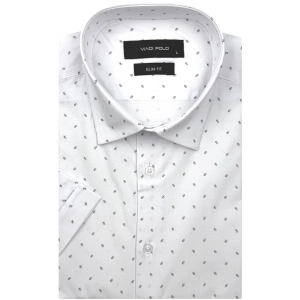 Koszula Męska Elegancka Biała we Wzorki Slim Fit Viadi Polo R517