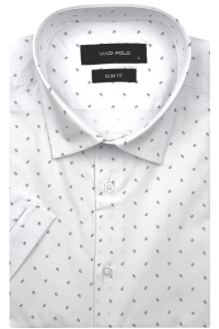 Koszula Męska Elegancka Biała we Wzorki Slim Fit Viadi Polo R517