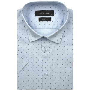 Koszula Męska Elegancka Niebieska we Wzorki Slim Fit Viadi Polo R518