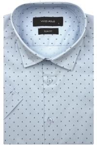 Koszula Męska Elegancka Niebieska we Wzorki Slim Fit Viadi Polo R518