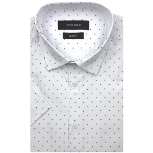 Koszula Męska Elegancka Biała we Wzorki Slim Fit Viadi Polo R520