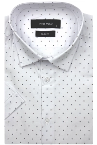 Koszula Męska Elegancka Biała we Wzorki Slim Fit Viadi Polo R520