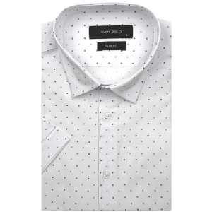 Koszula Męska Elegancka Biała we Wzorki Slim Fit Viadi Polo R521