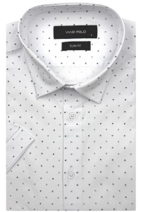 Koszula Męska Elegancka Biała we Wzorki Slim Fit Viadi Polo R521