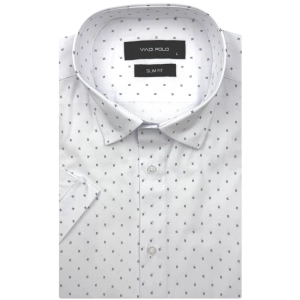 Koszula Męska Elegancka Biała we Wzorki Slim Fit Viadi Polo R523