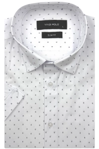Koszula Męska Elegancka Biała we Wzorki Slim Fit Viadi Polo R523