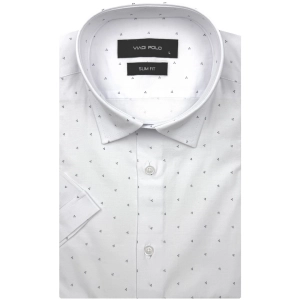 Koszula Męska Elegancka Biała we Wzorki Slim Fit Viadi Polo R525