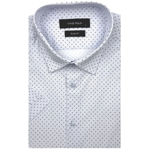 Koszula Męska Elegancka Błękitna we Wzorki Slim Fit Viadi Polo R526