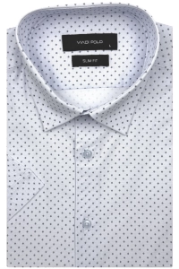 Koszula Męska Elegancka Błękitna we Wzorki Slim Fit Viadi Polo R526