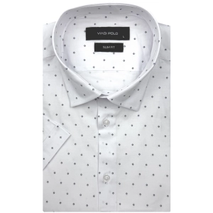 Koszula Męska Elegancka Biała we Wzorki Slim Fit Viadi Polo R527