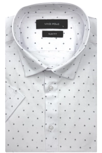 Koszula Męska Elegancka Biała we Wzorki Slim Fit Viadi Polo R527