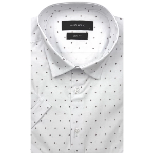 Koszula Męska Elegancka Biała we Wzorki Slim Fit Viadi Polo R529