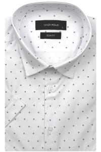 Koszula Męska Elegancka Biała we Wzorki Slim Fit Viadi Polo R529