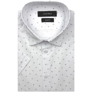 Koszula Męska Elegancka Biała we Wzorki Slim Fit Viadi Polo R530
