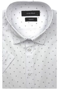 Koszula Męska Elegancka Biała we Wzorki Slim Fit Viadi Polo R530