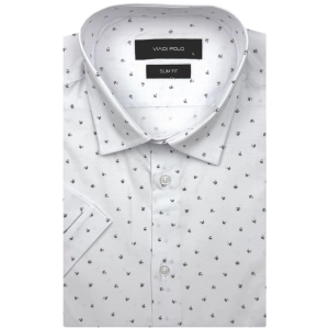 Koszula Męska Elegancka Biała we Wzorki Slim Fit Viadi Polo R531