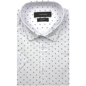 Koszula Męska Elegancka Biała we Wzorki Slim Fit Viadi Polo R532