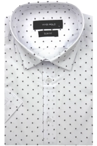 Koszula Męska Elegancka Biała we Wzorki Slim Fit Viadi Polo R532