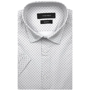 Koszula Męska Elegancka Biała we Wzorki Slim Fit Viadi Polo R533