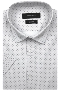 Koszula Męska Elegancka Biała we Wzorki Slim Fit Viadi Polo R533
