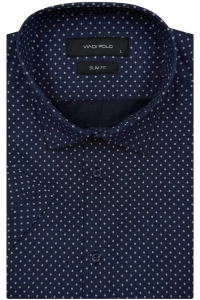 Koszula Męska Elegancka Granatowa we Wzorki Slim Fit Viadi Polo R534