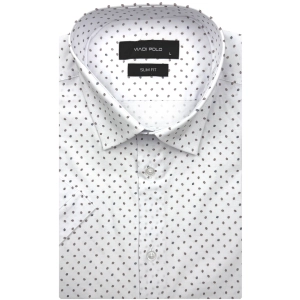 Koszula Męska Elegancka Biała we Wzorki Slim Fit Viadi Polo R535