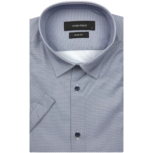 Koszula Męska Elegancka Szara we Wzorki Slim Fit Viadi Polo R540