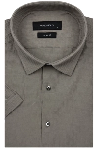 Koszula Męska Casual Bez Prasowania Brązowa Slim Fit Viadi Polo R541