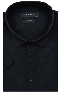 Koszula Męska Casual Bez Prasowania Czarna Slim Fit Viadi Polo R542
