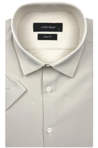 Koszula Męska Casual Bez Prasowania Beżowa Slim Fit Viadi Polo R544