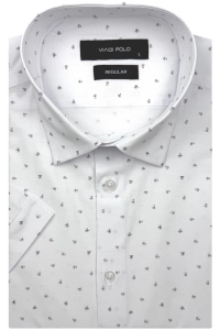 Koszula Męska Elegancka Wizytowa Biała we Wzorki Regular Viadi Polo R550