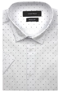 Koszula Męska Elegancka Wizytowa Biała we Wzorki Regular Viadi Polo R555