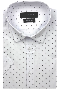 Koszula Męska Elegancka Wizytowa Biała we Wzorki Regular Viadi Polo R556