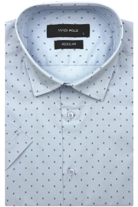 Koszula Męska Elegancka Wizytowa Niebieska we Wzorki Regular Viadi Polo R559