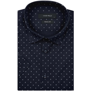 Koszula Męska Elegancka Wizytowa Granatowa we Wzorki Regular Viadi Polo R562