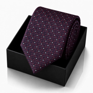 Krawat Męski Elegancki Modny Klasyczny Szeroki Bordowy we Wzorki G741