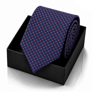 Krawat Męski Elegancki Modny Klasyczny Szeroki Granatowy we Wzorki G749