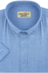 Koszula Męska Casual Lniana Gładka Niebieska Duże Rozmiary Formax R613