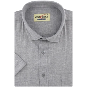 Koszula Męska Casual Lniana Gładka Szara Duże Rozmiary Formax R614