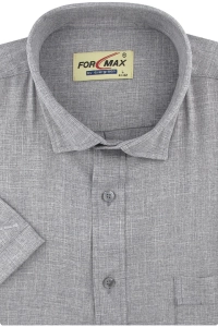 Koszula Męska Casual Lniana Gładka Szara Duże Rozmiary Formax R614