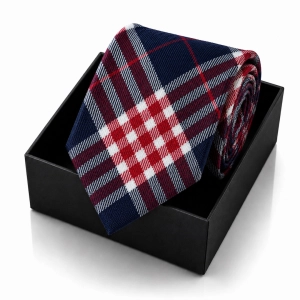 Krawat Męski Elegancki Modny Śledź Wąski Granatowy w Kratę G782